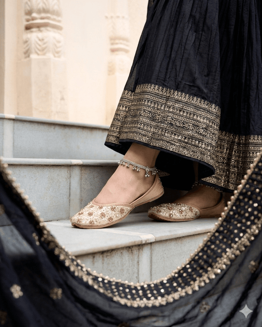 Gorgeous Gold Soft Floral JTS - Indian Dress House 786