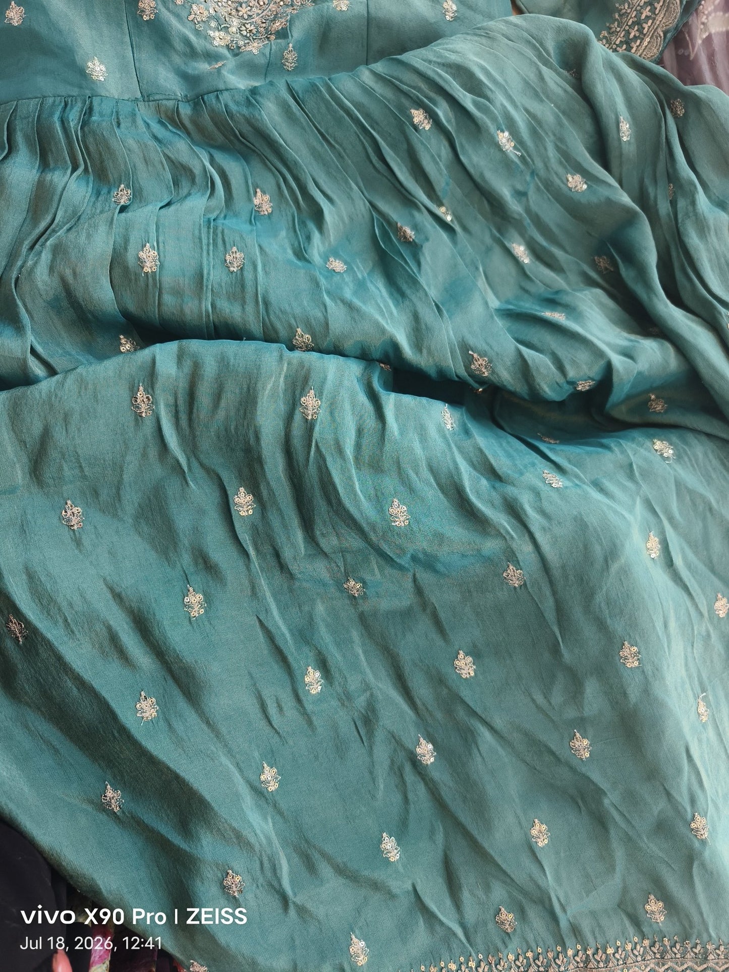 Gorgeous Green Floral Anarkali - Indian Dress House 786