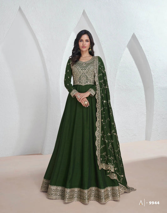 Gorgeous Green & Floral ASJ - Indian Dress House 786