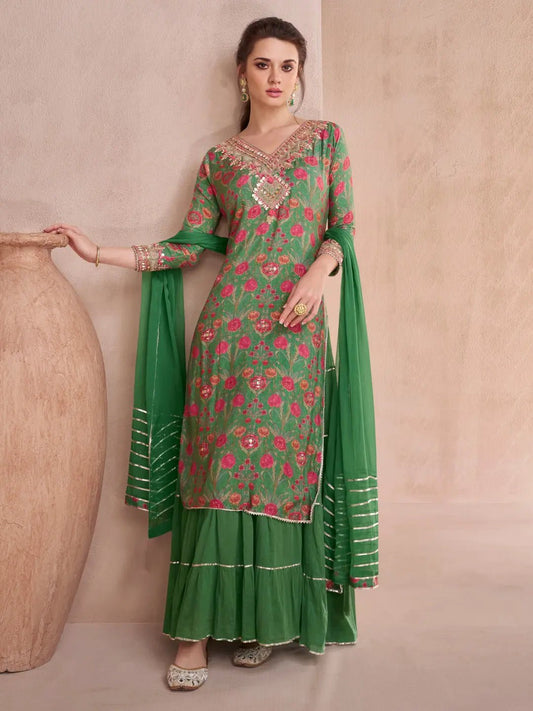 Gorgeous Green SYSALE Sharara - Indian Dress House 786