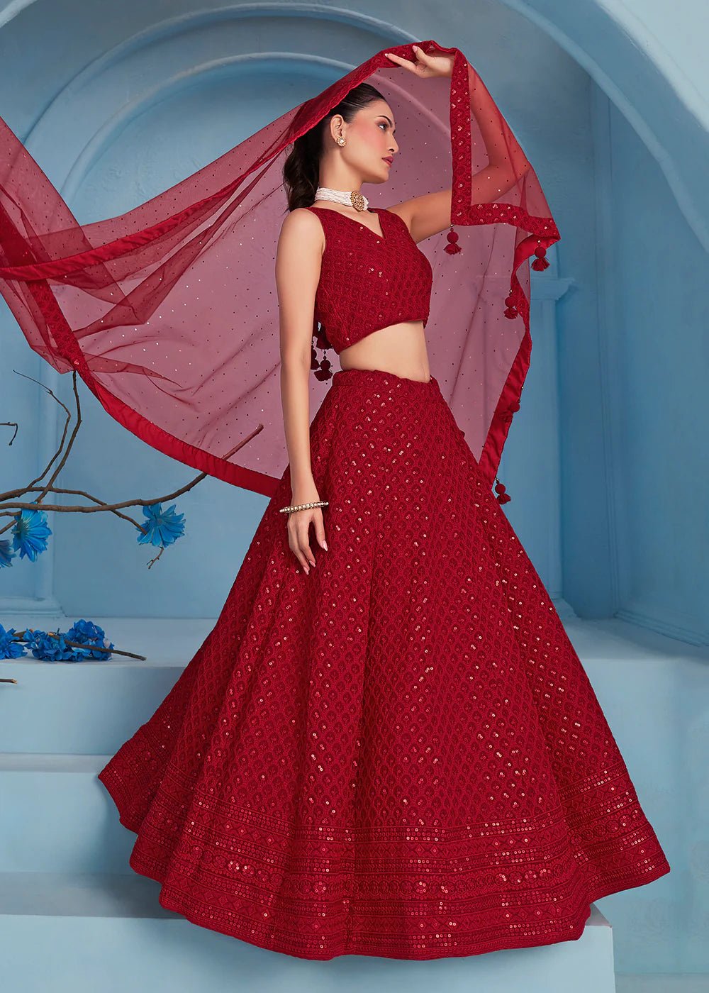 Gorgeous Hot Red ZFL - Indian Dress House 786