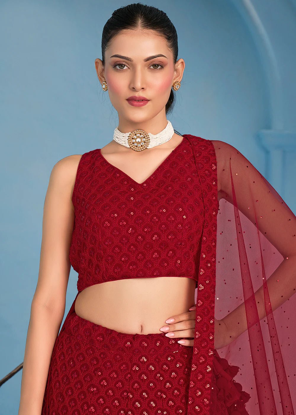 Gorgeous Hot Red ZFL - Indian Dress House 786
