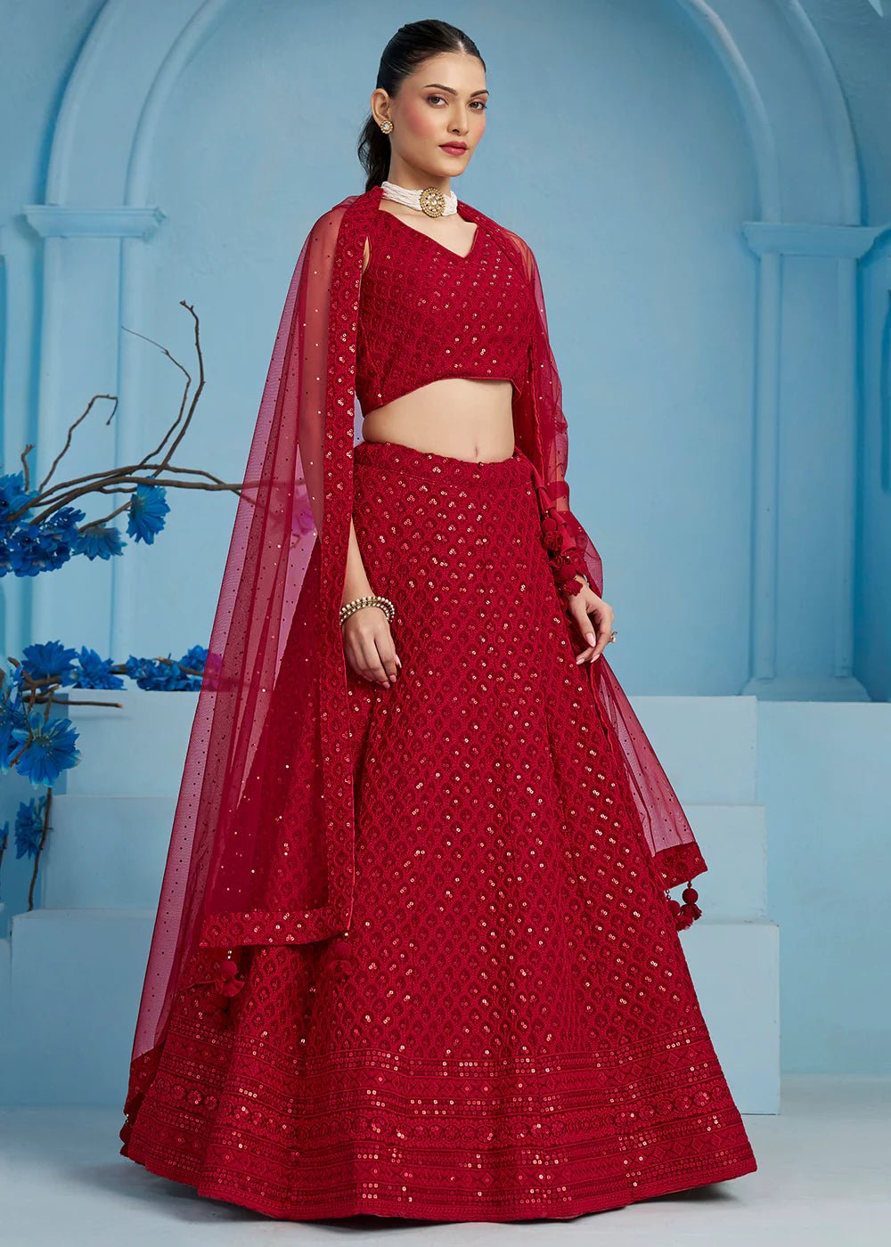 Gorgeous Hot Red ZFL - Indian Dress House 786