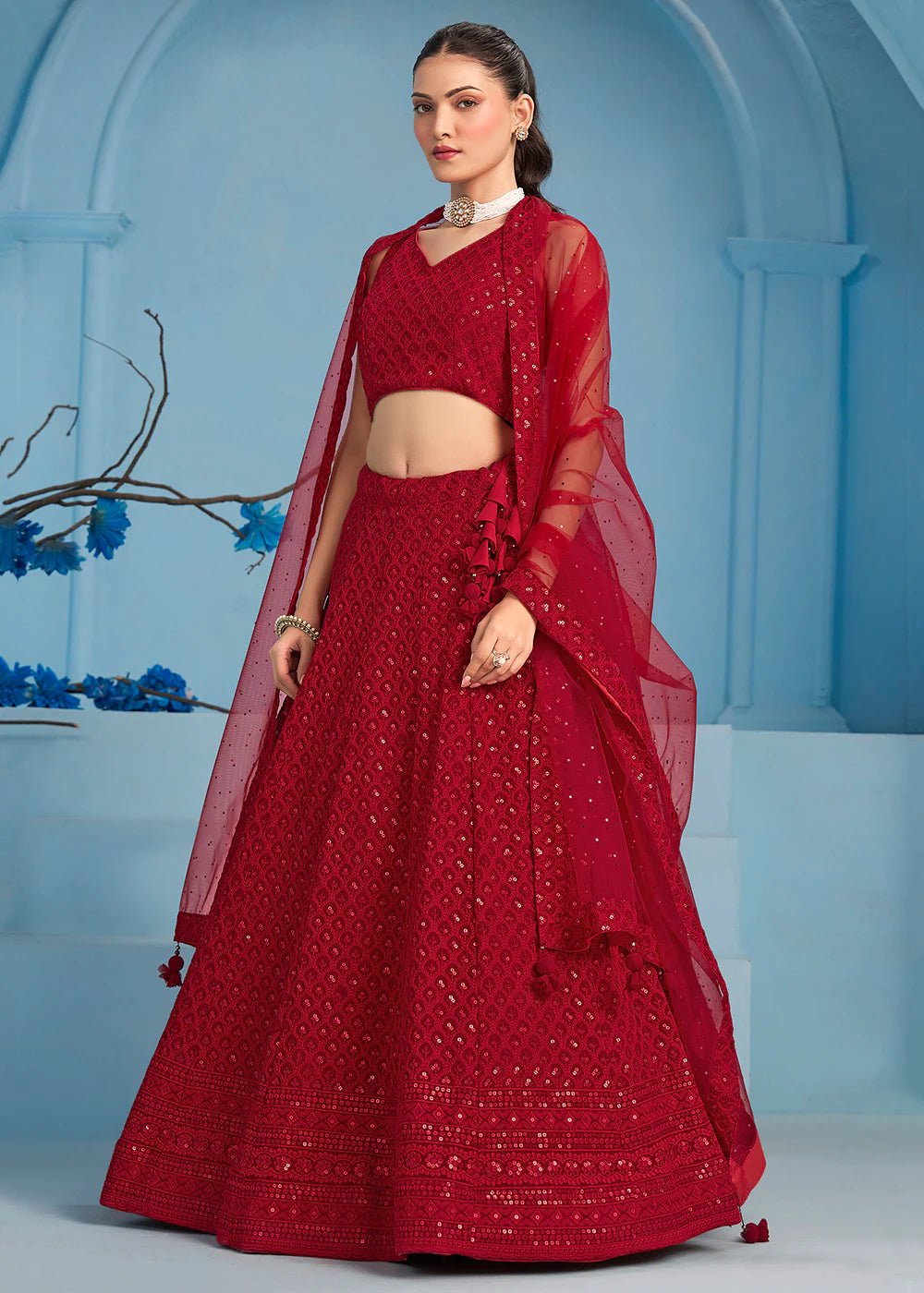 Gorgeous Hot Red ZFL - Indian Dress House 786