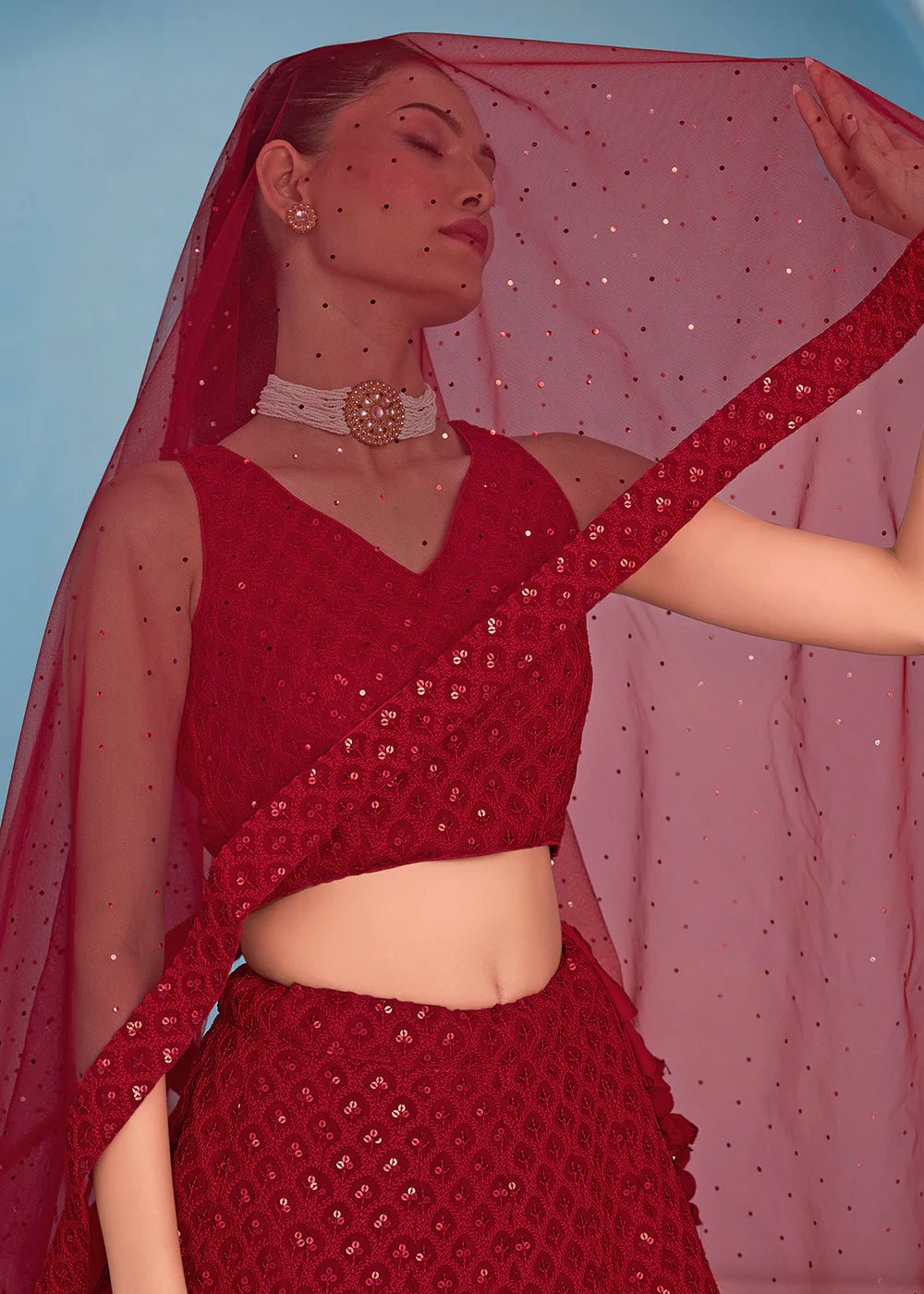 Gorgeous Hot Red ZFL - Indian Dress House 786