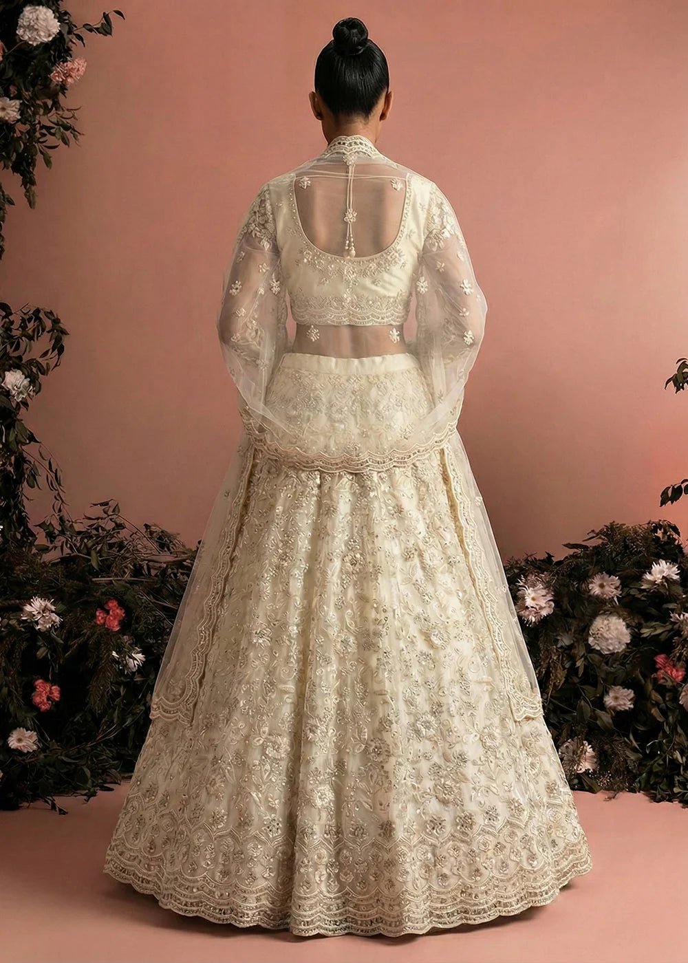 Gorgeous Ivory Floral AZBL - Indian Dress House 786