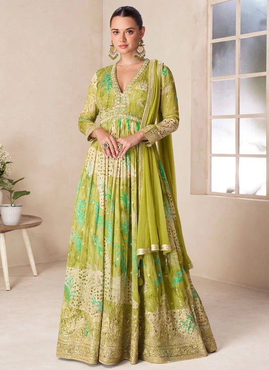 Gorgeous Lime Green GRGS - Indian Dress House 786
