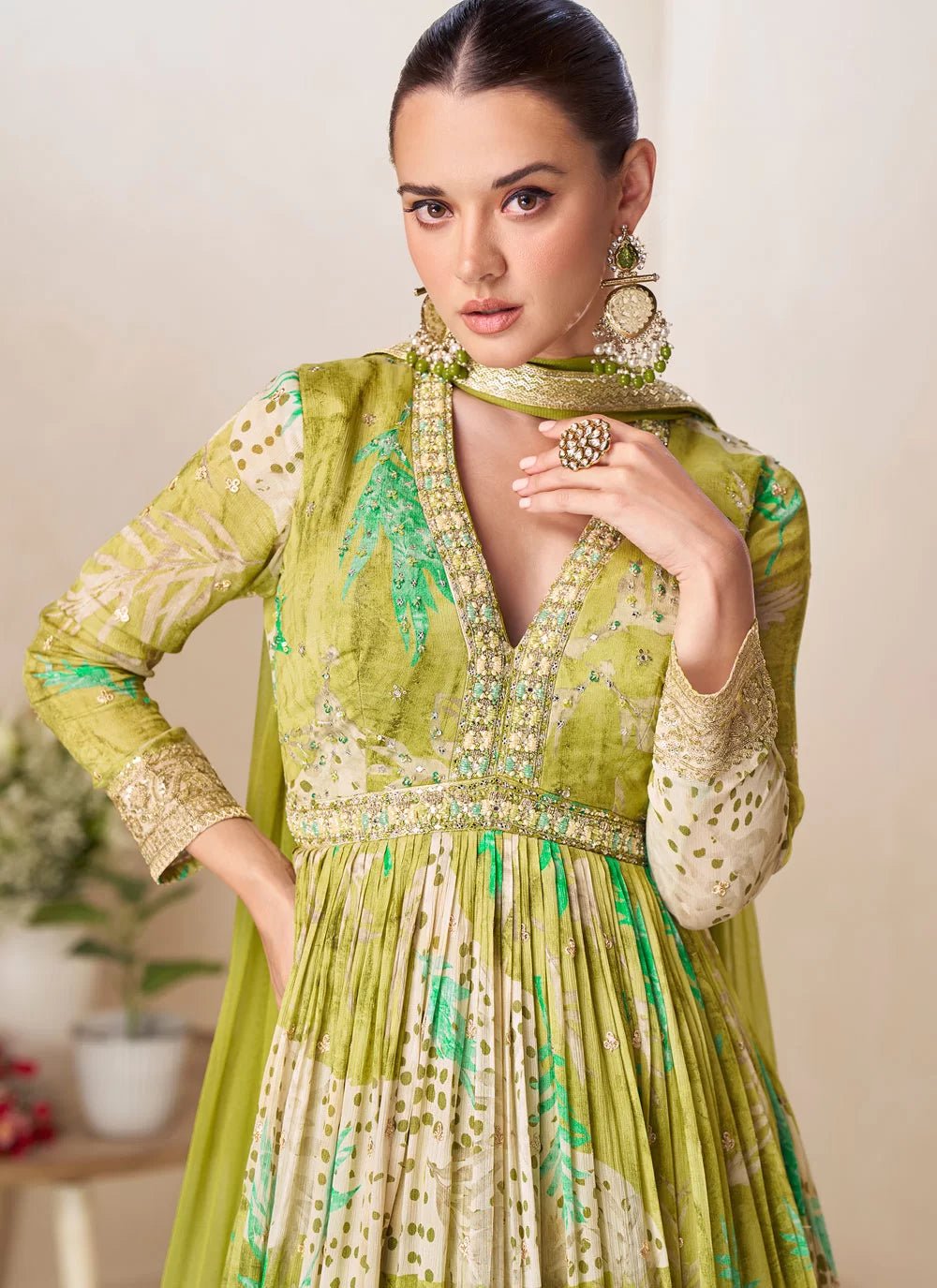 Gorgeous Lime Green GRGS - Indian Dress House 786