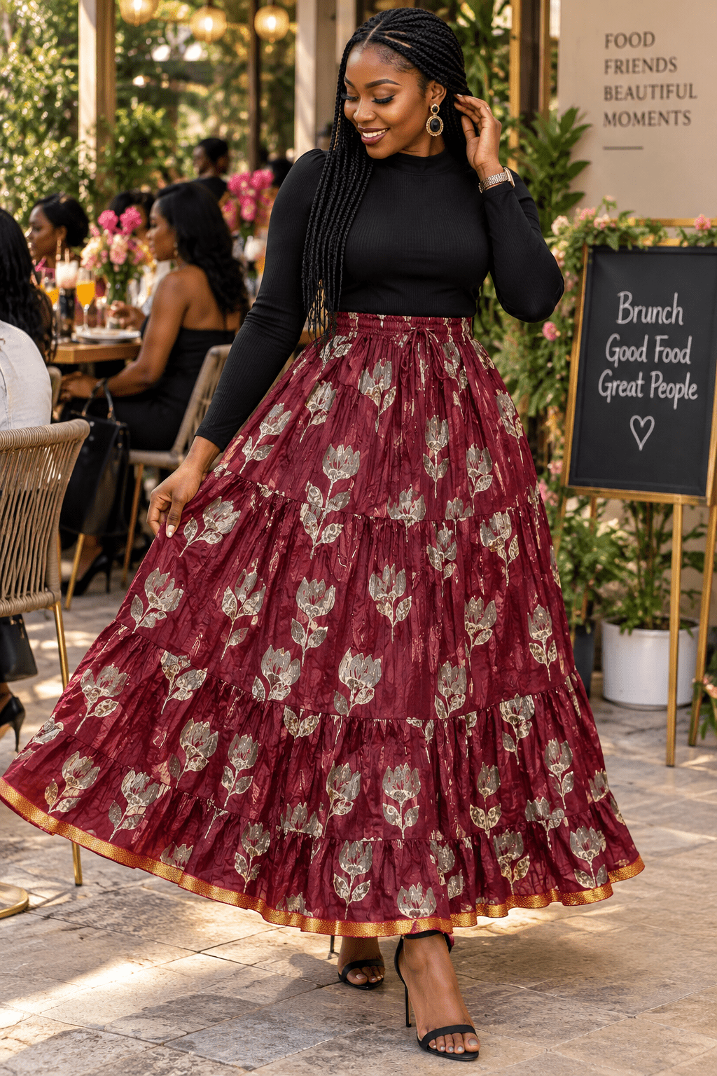 Gorgeous Maroon Floral Skirt - Indian Dress House 786