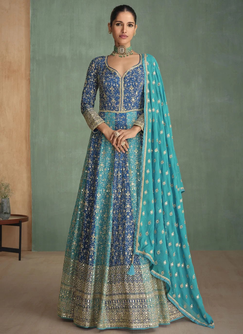 Gorgeous Multi Color Blue SYRA - Indian Dress House 786