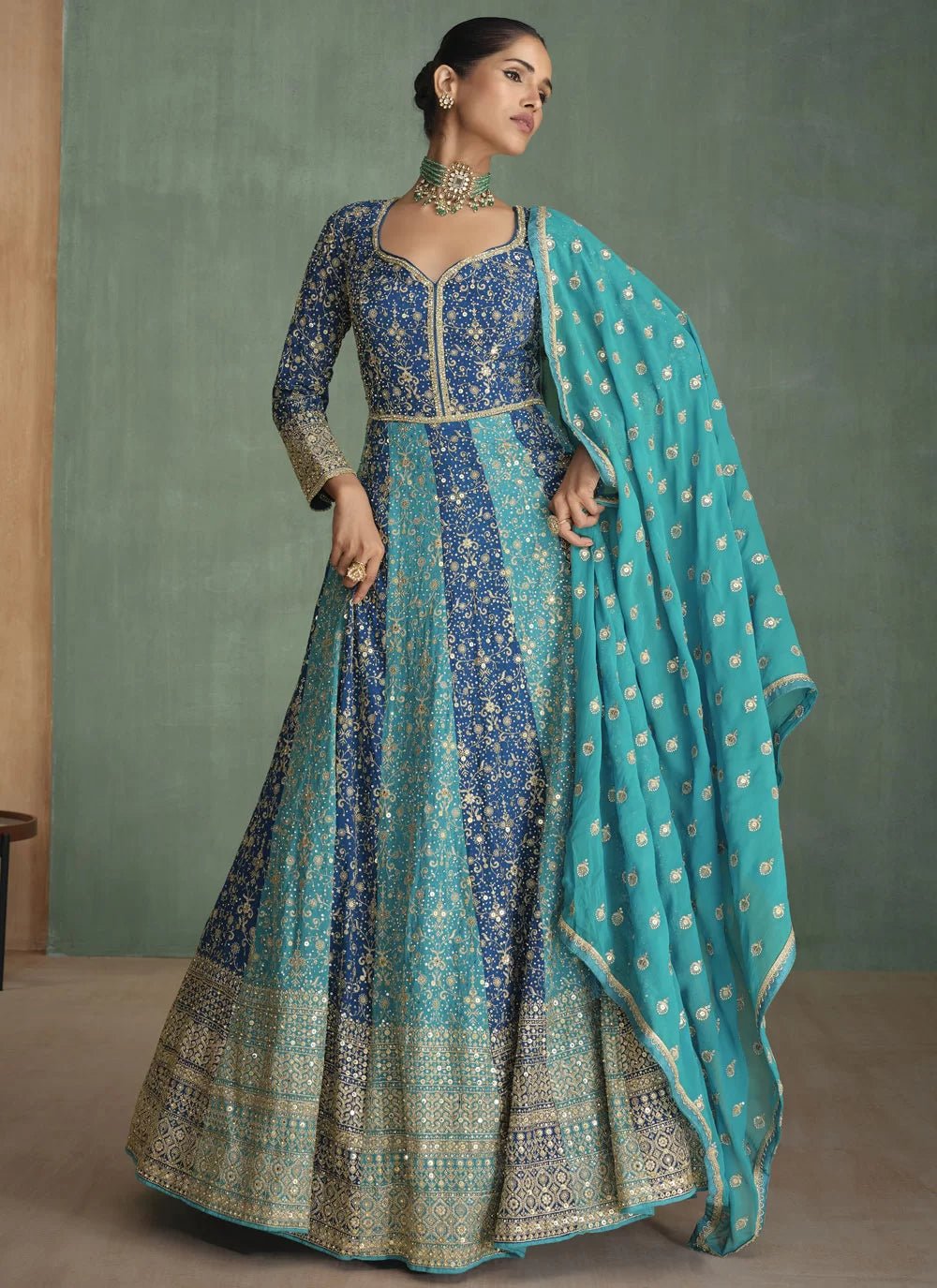 Gorgeous Multi Color Blue SYRA - Indian Dress House 786