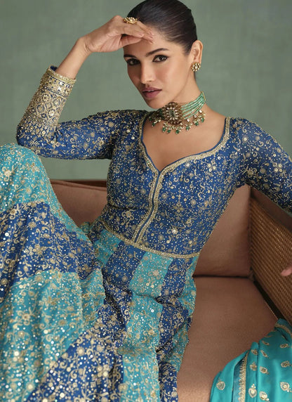 Gorgeous Multi Color Blue SYRA - Indian Dress House 786