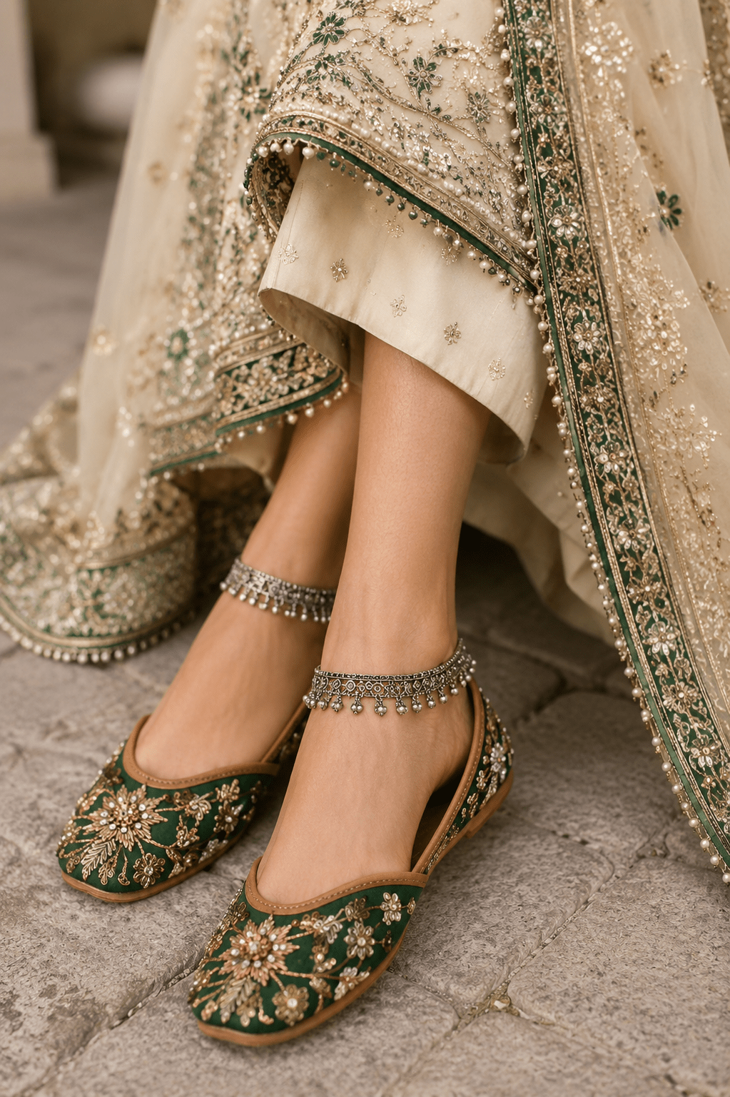 Gorgeous Next Floral Green & Gold JTS - Indian Dress House 786