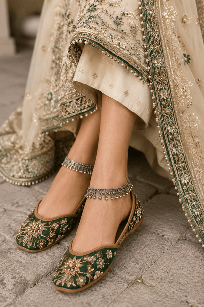 Gorgeous Next Floral Green & Gold JTS - Indian Dress House 786