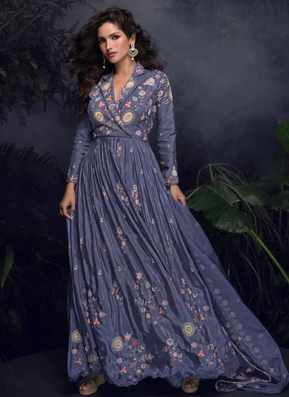 Gorgeous Night Blue Floral SYMG - Indian Dress House 786