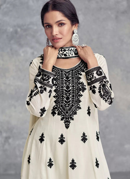 Gorgeous Off White & Black GKF - Indian Dress House 786