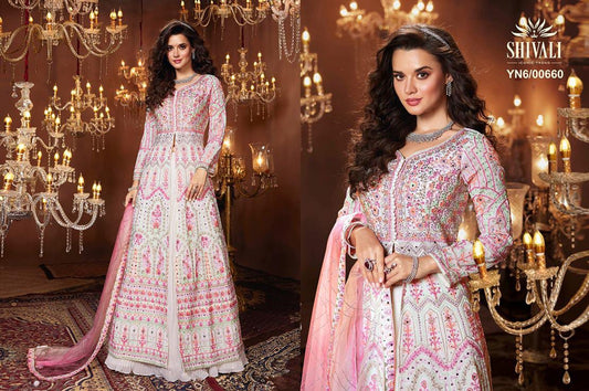 Gorgeous Off White Multi Color Lengha Jacket Style SHIV - Indian Dress House 786