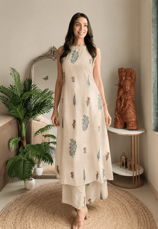 Gorgeous Off-White Plazzo DRV FVD - Indian Dress House 786