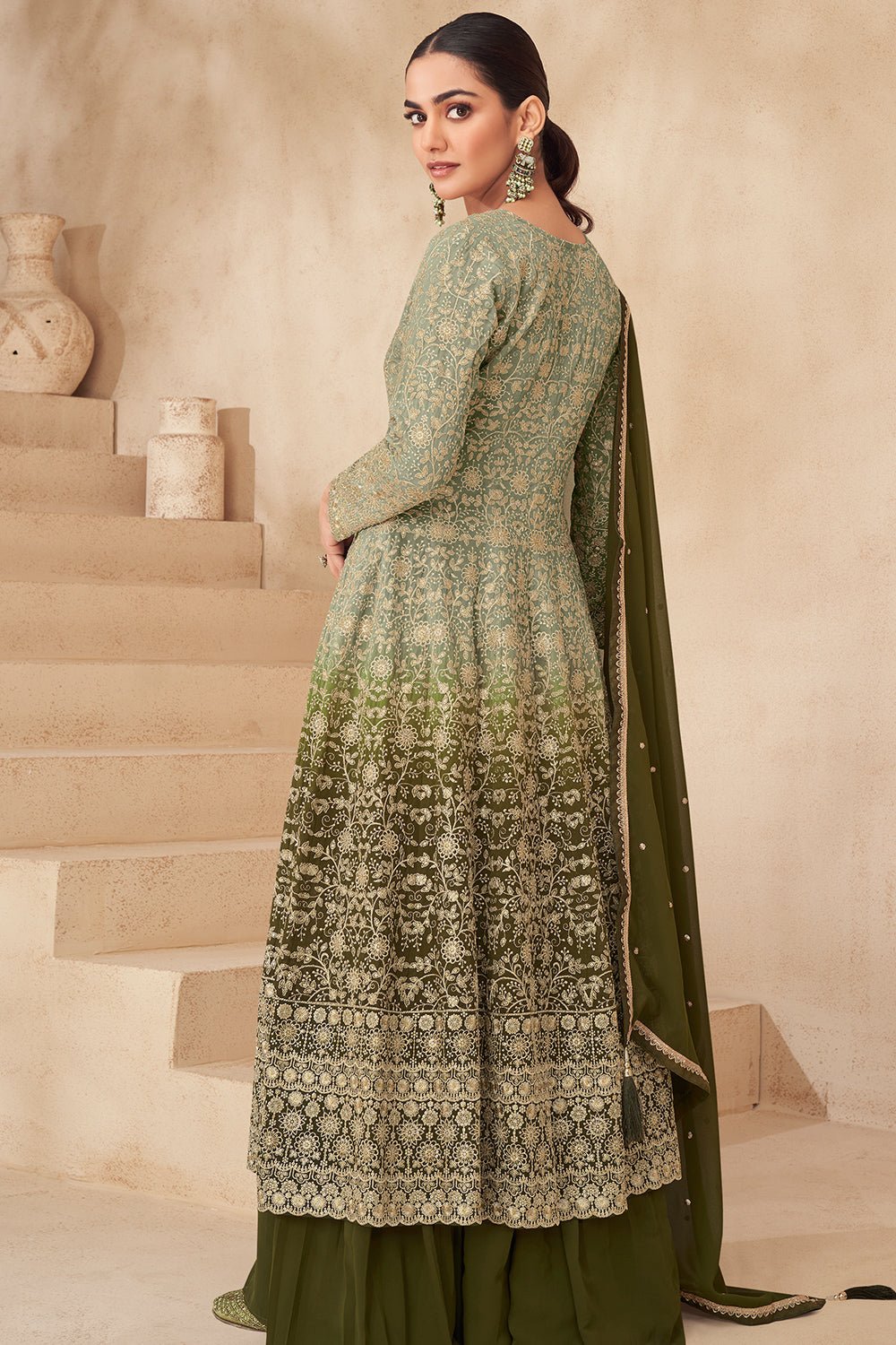 Gorgeous Olive Green AGNP - Indian Dress House 786