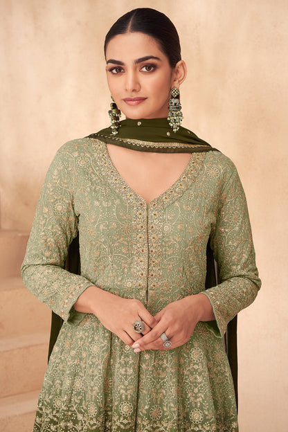Gorgeous Olive Green AGNP - Indian Dress House 786