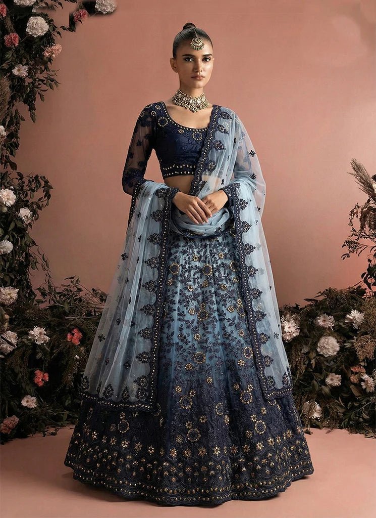 Gorgeous Ombre Blue Floral AZBL - Indian Dress House 786
