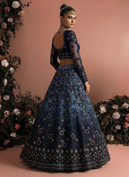 Gorgeous Ombre Blue Floral AZBL - Indian Dress House 786