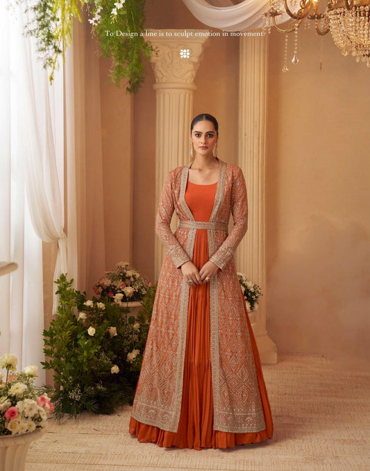 Gorgeous Orange SYKJ - Indian Dress House 786