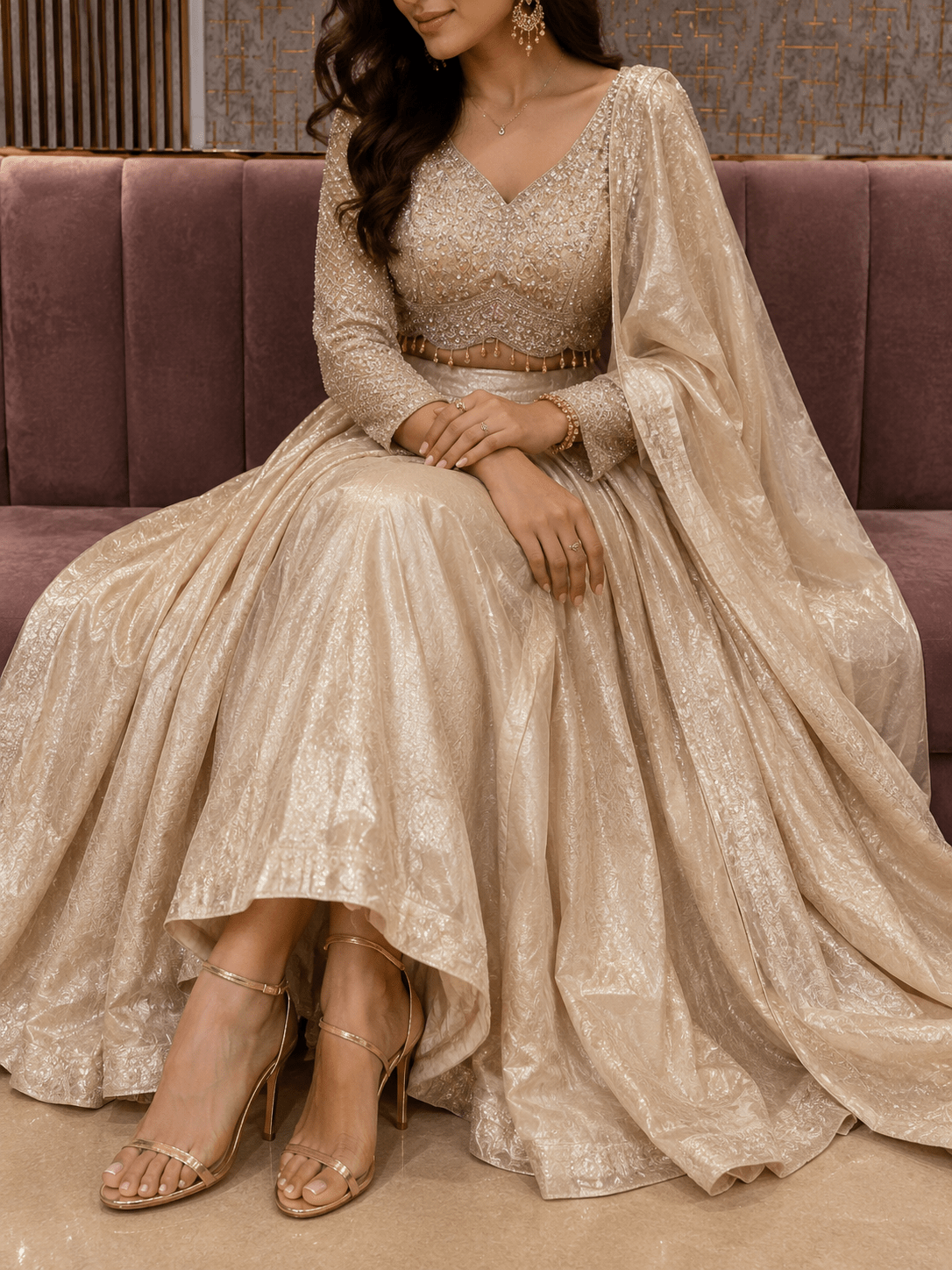Gorgeous Pastel Gold DL - Indian Dress House 786