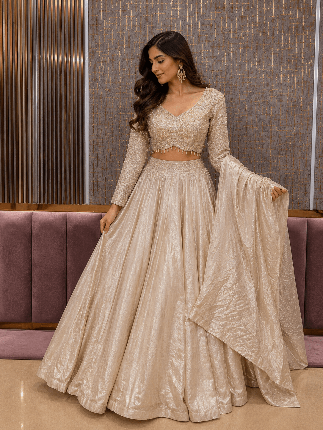 Gorgeous Pastel Gold DL - Indian Dress House 786