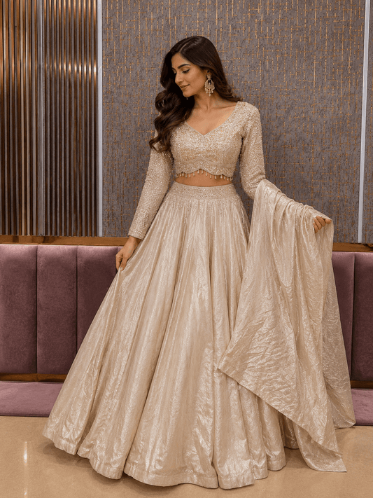Gorgeous Pastel Gold DL - Indian Dress House 786