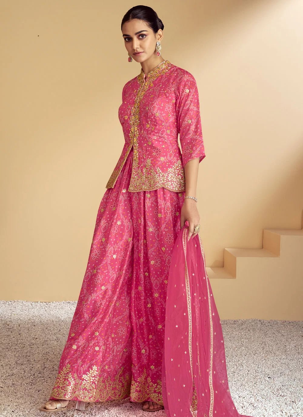 Gorgeous Pink & Gold GKFS - Indian Dress House 786