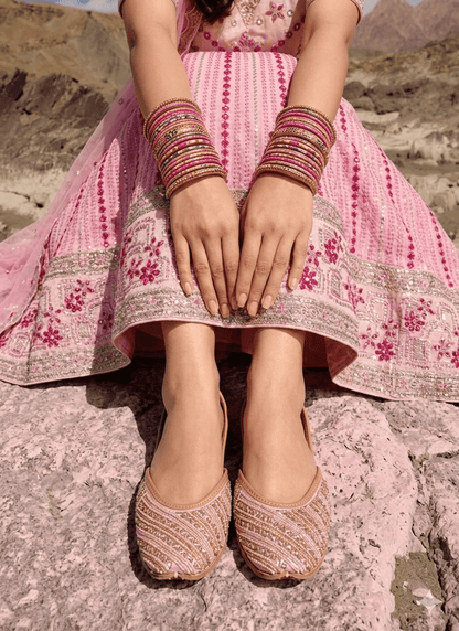 Gorgeous Pink & Gold Jutti - Indian Dress House 786