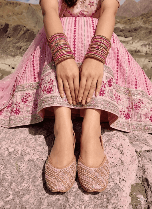 Gorgeous Pink & Gold Jutti - Indian Dress House 786