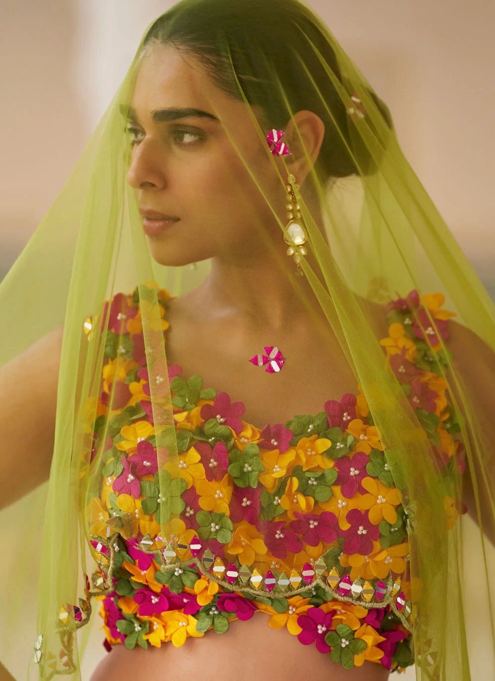 Gorgeous Pink & Yellow Floral SYQL - Indian Dress House 786