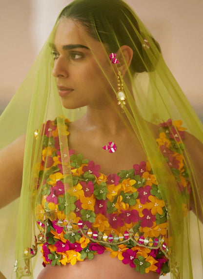 Gorgeous Pink & Yellow Floral SYQL - Indian Dress House 786