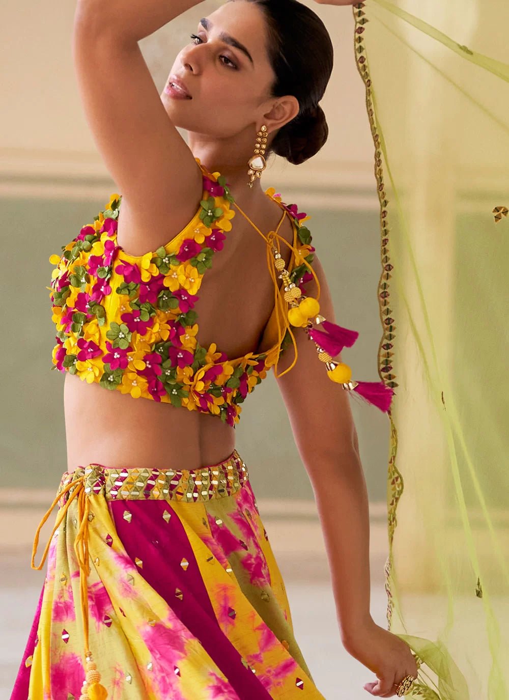 Gorgeous Pink & Yellow Floral SYQL - Indian Dress House 786