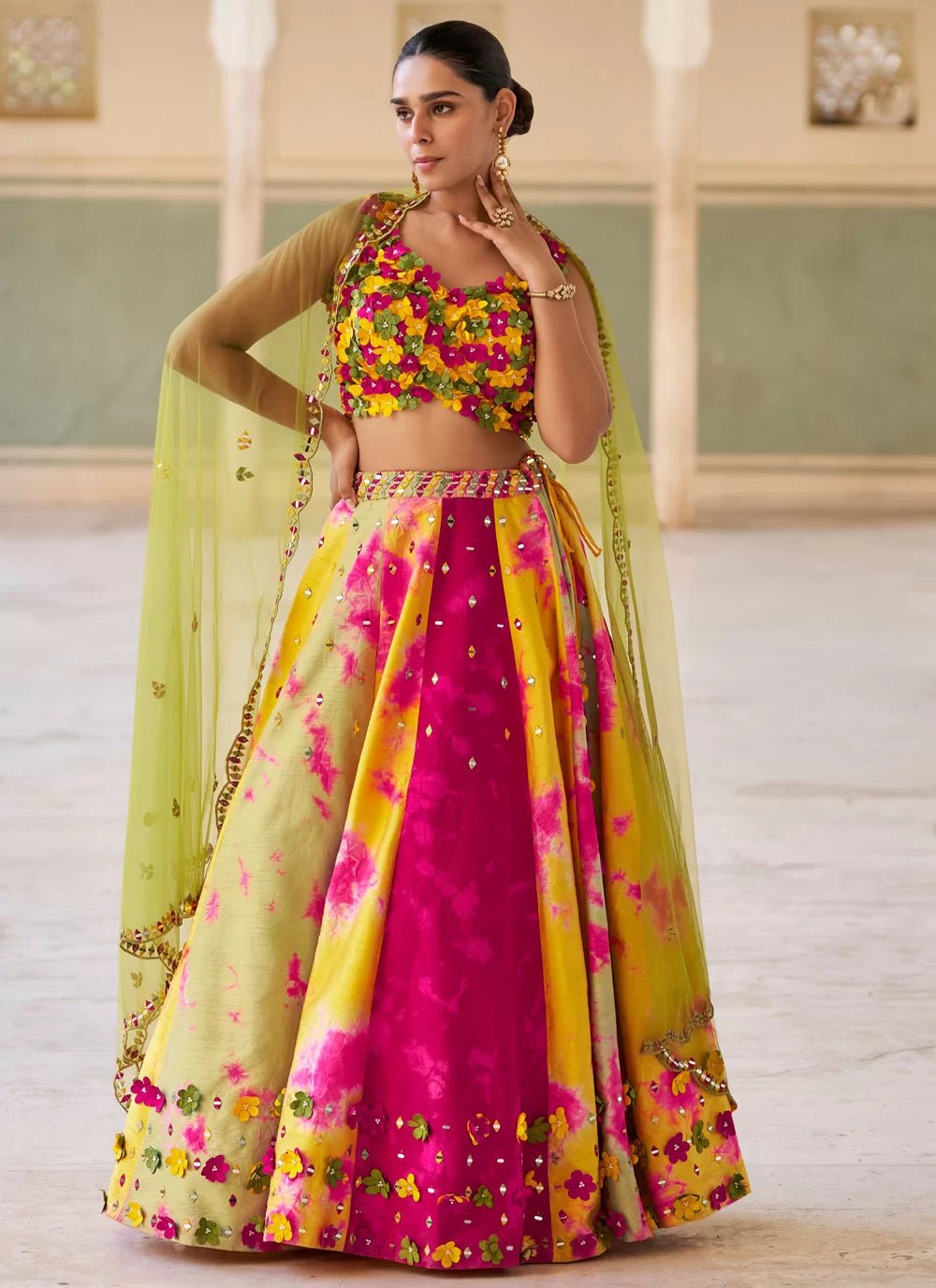 Gorgeous Pink & Yellow Floral SYQL - Indian Dress House 786