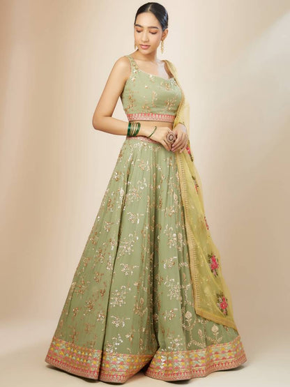 Gorgeous Pista Floral & Yellow ZLC - Indian Dress House 786