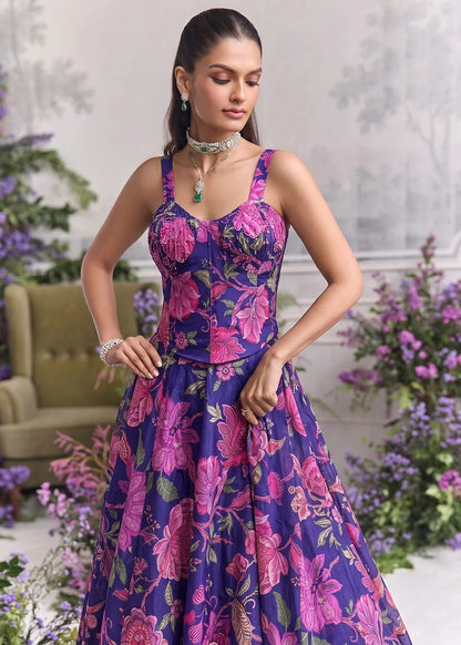 Gorgeous Purple Pink Floral AFGL - Indian Dress House 786