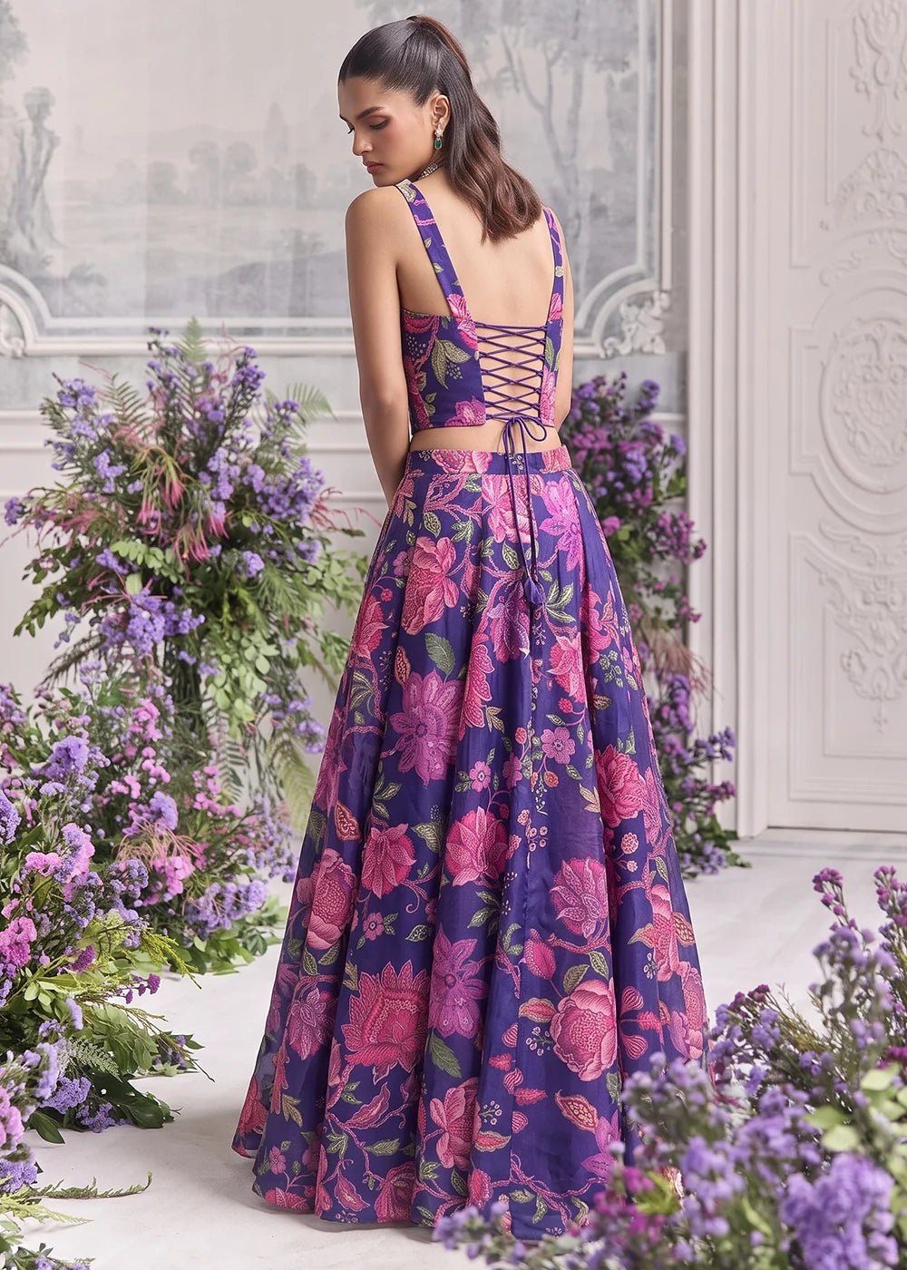 Gorgeous Purple Pink Floral AFGL - Indian Dress House 786