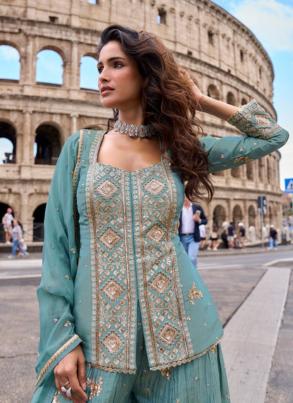 Gorgeous Soft Blue SYSHM - Indian Dress House 786