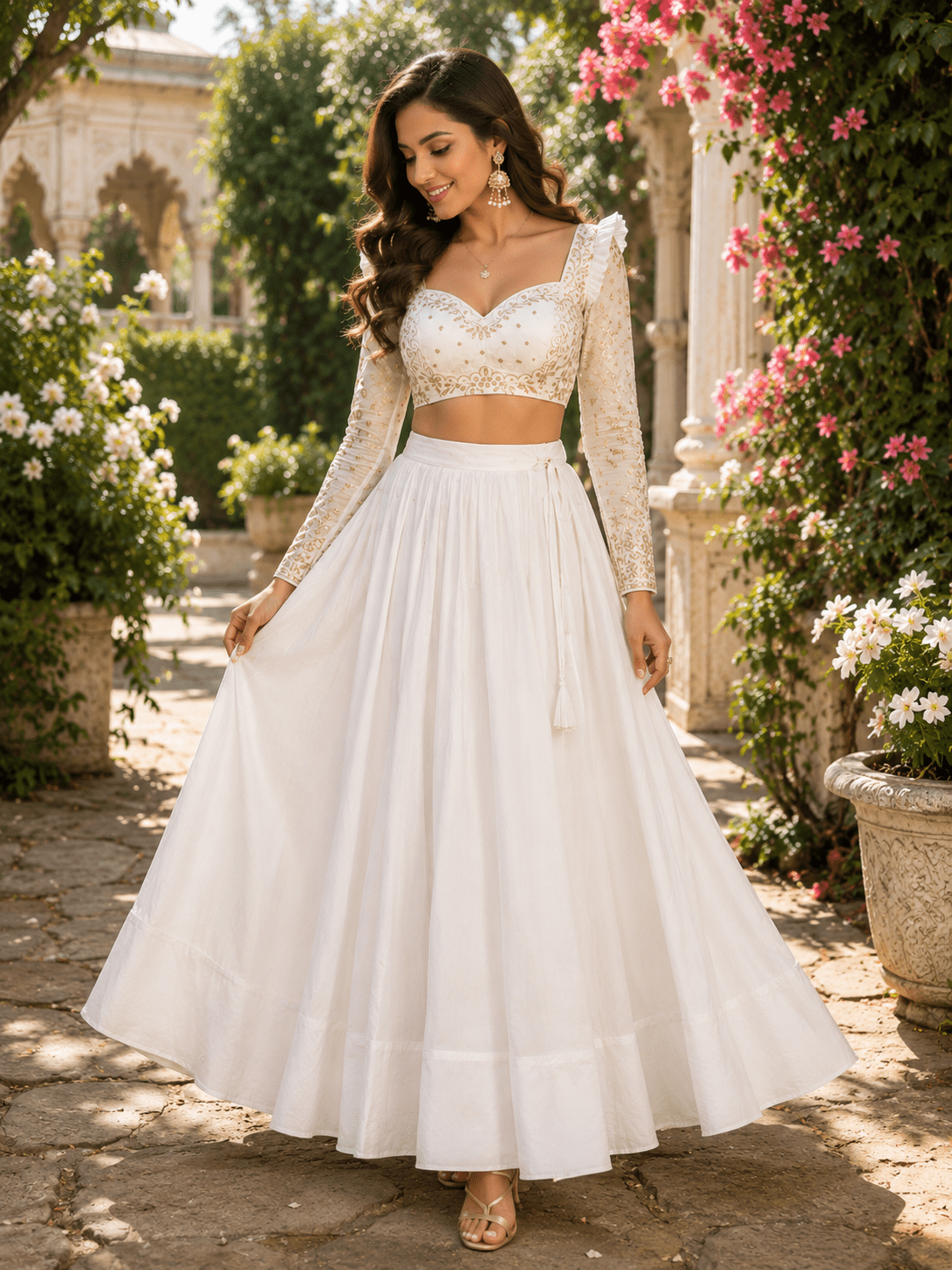 Gorgeous Solid Black and White Skirts - Indian Dress House 786