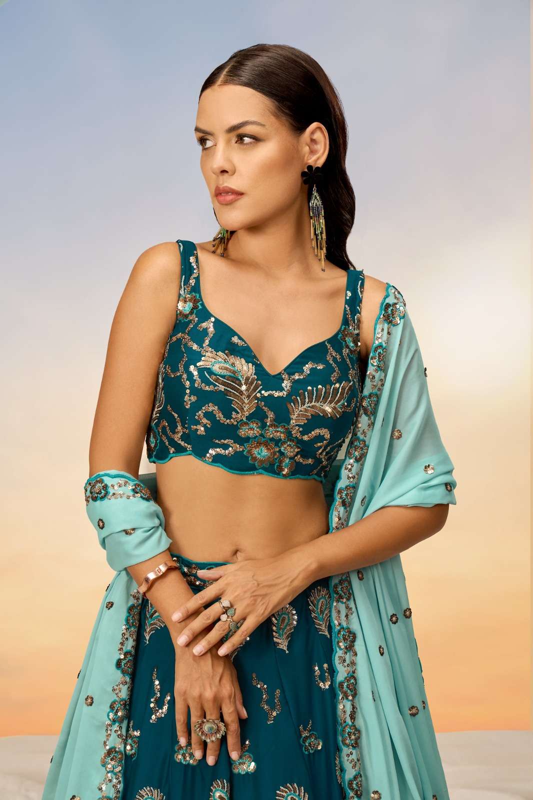 Gorgeous Teal Blue ACLS - Indian Dress House 786
