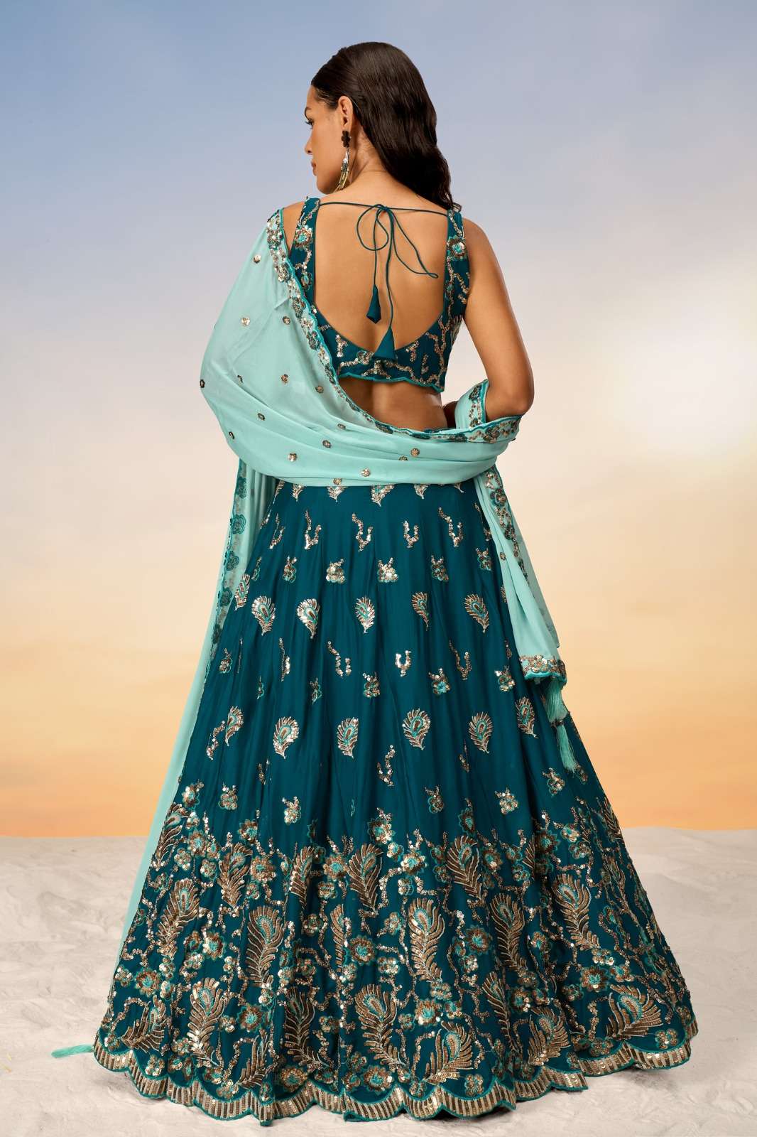 Gorgeous Teal Blue ACLS - Indian Dress House 786