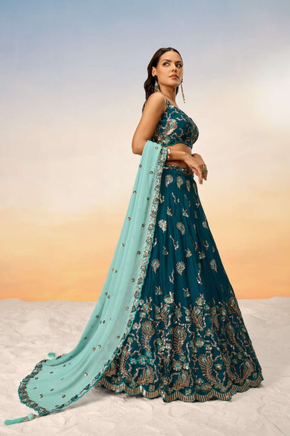 Gorgeous Teal Blue ACLS - Indian Dress House 786