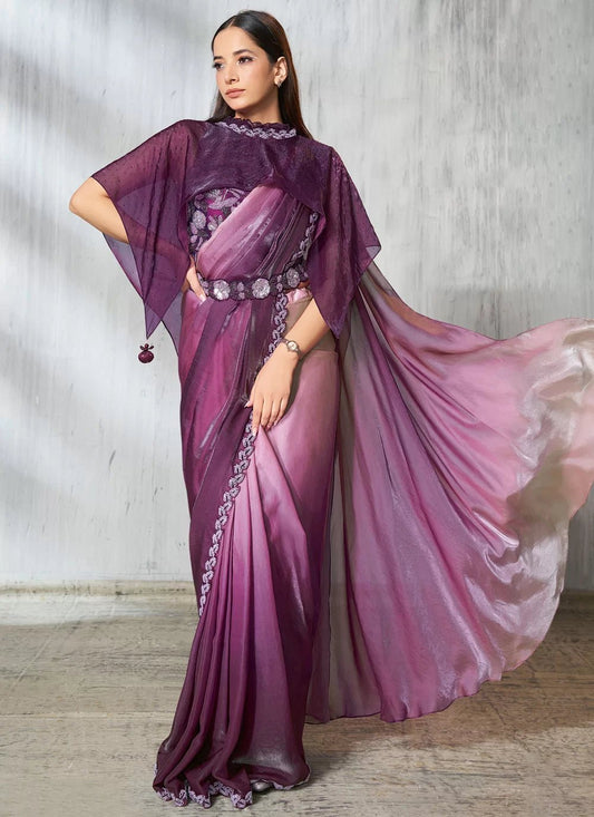 Gorgeous Two Tone Purple L MNS Saree - Indian Dress House 786
