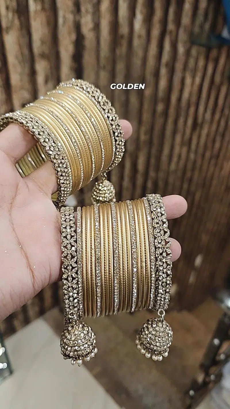 Gorgeous Unique Gold C Bangles JWY - Indian Dress House 786