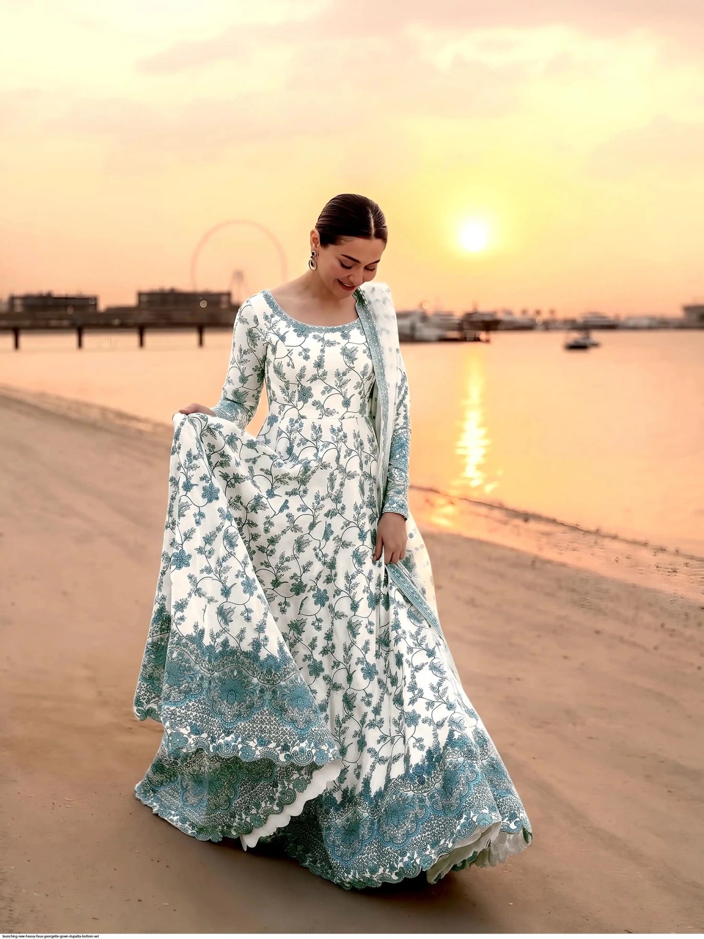 Gorgeous White & BRT Floral FSG - Indian Dress House 786