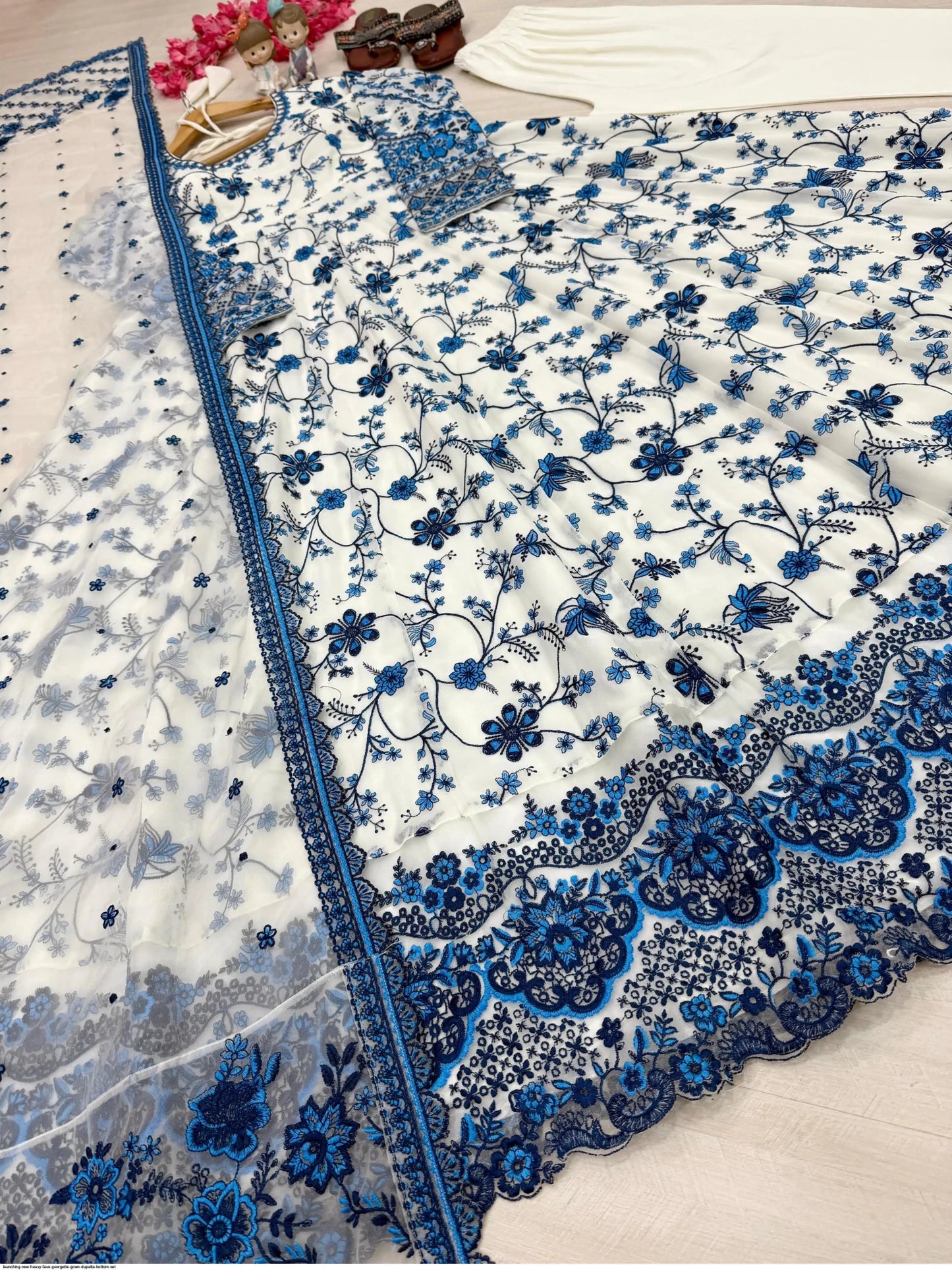 Gorgeous White & BRT Floral FSG - Indian Dress House 786