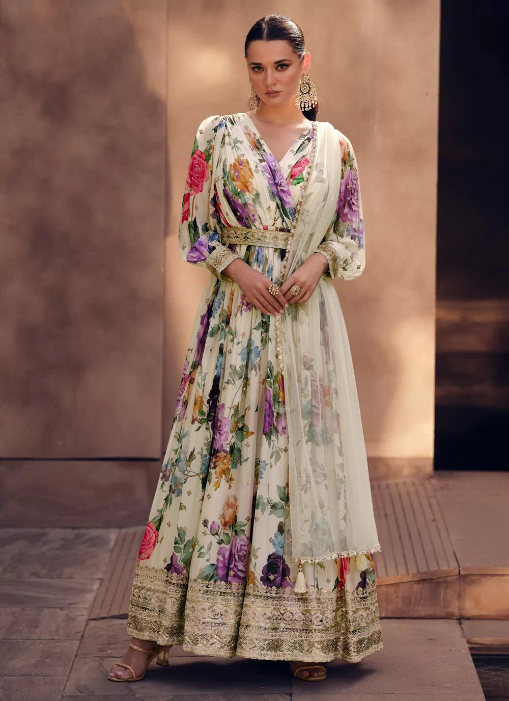 Gorgeous White Floral SYK - Indian Dress House 786